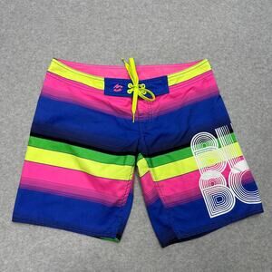 Billabong Board Shorts Juniors SZ 5 Pink Blue Yellow Green Swim Short #J105FSAN